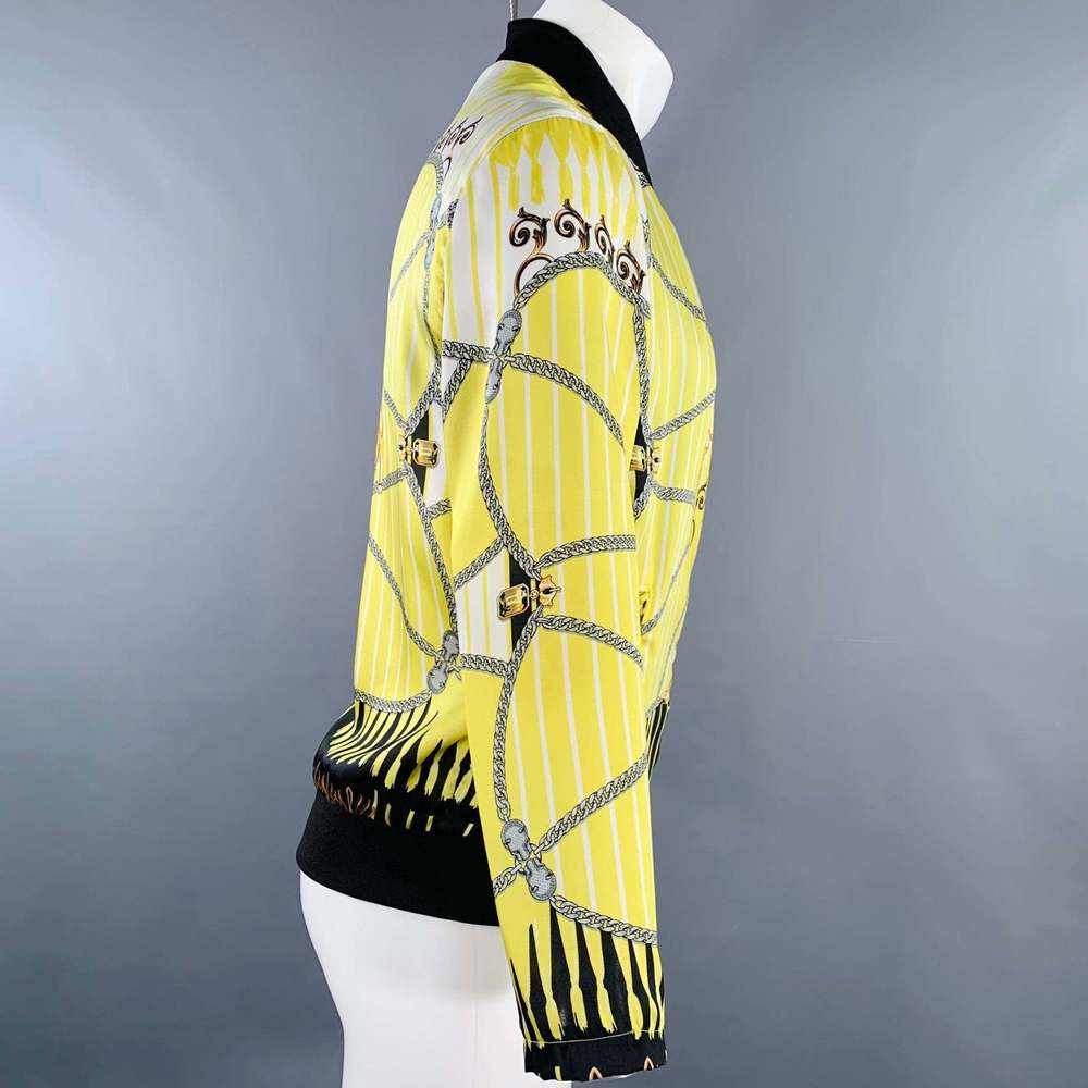 VERSACE COLLECTION Yellow Black Chain Polyester Bomber Jacket - Picture 2 of 10